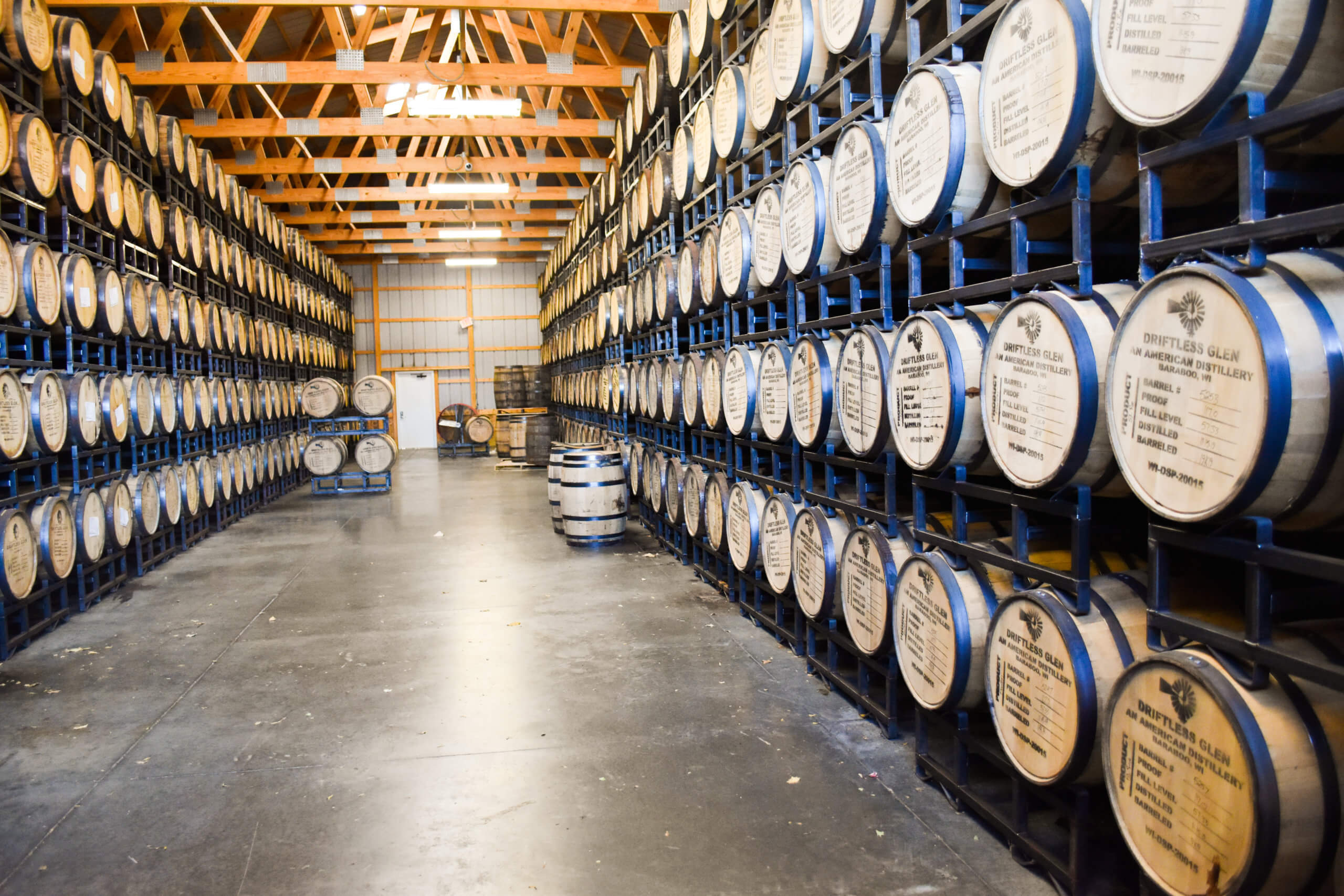 Room full of whiskey barrels